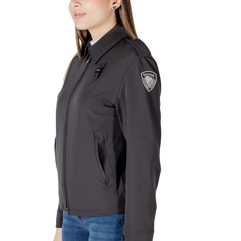 Blauer Black Polyamide Biker Women's Jacket
