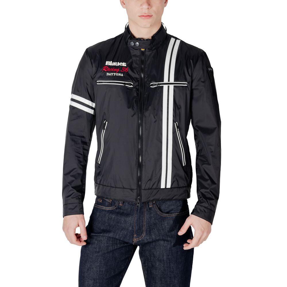 Blauer Black Polyamide Biker Men's Jacket