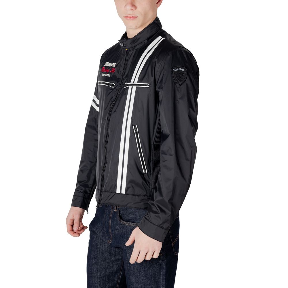 Blauer Black Polyamide Biker Men's Jacket