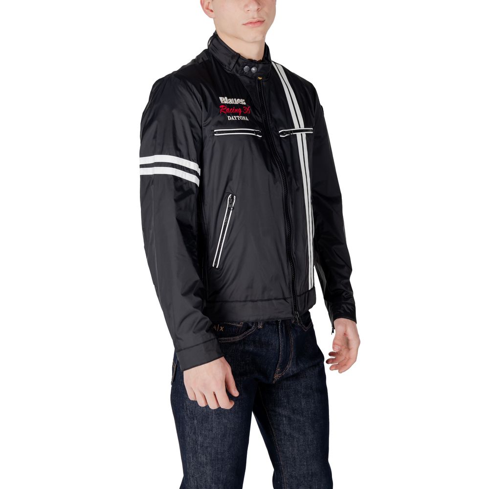 Blauer Black Polyamide Biker Men's Jacket