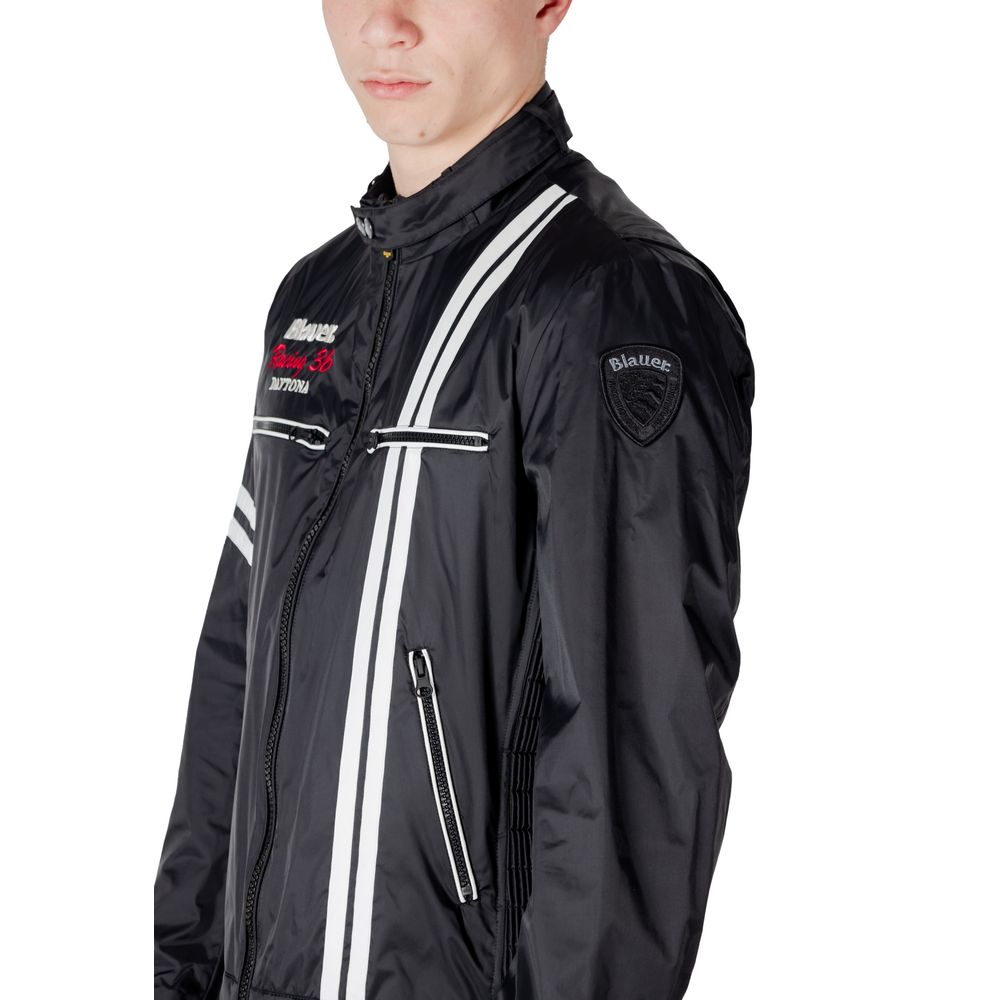 Blauer Black Polyamide Biker Men's Jacket