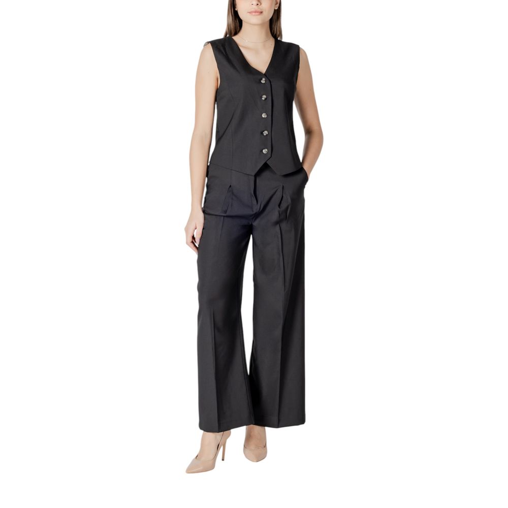ICHI Black Polyester Casual Women's Pants