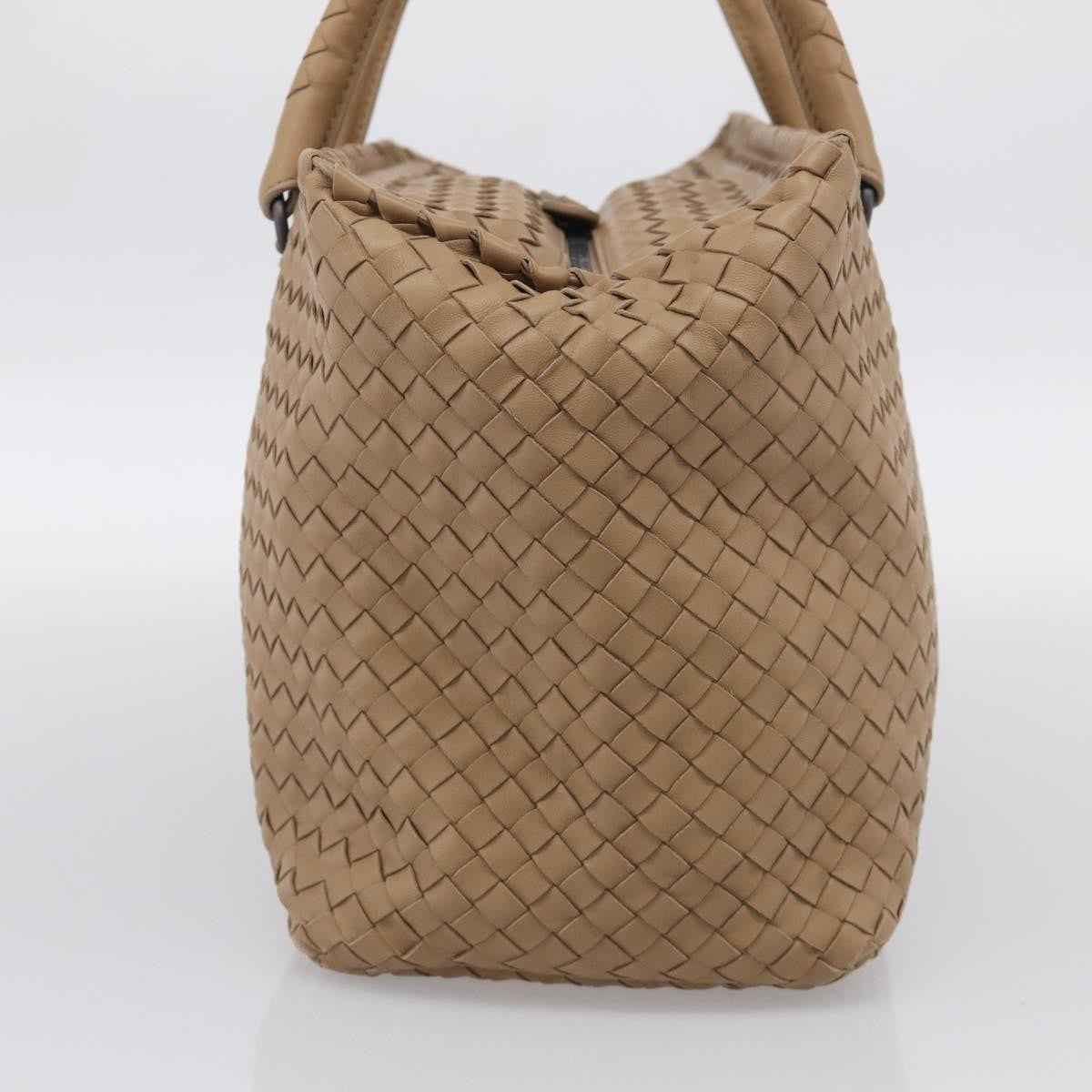 Bottega Veneta Brick Intrecciato Nappa Brown Leather Handbag (Pre-Owned)