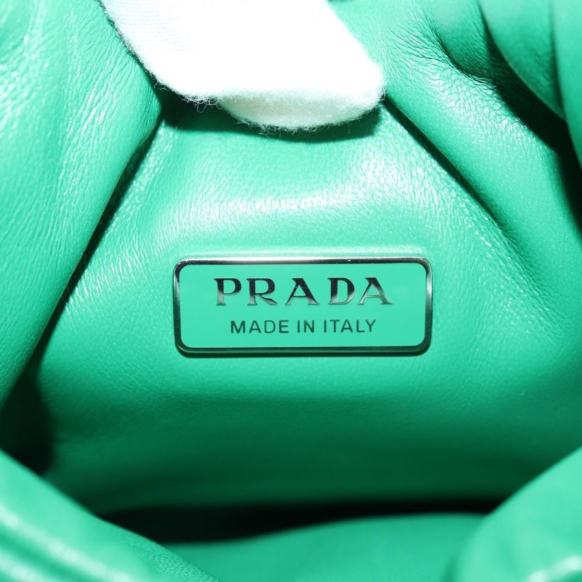 Prada Padded Soft Tote Leather Green Leather Handbag (Pre-Owned)