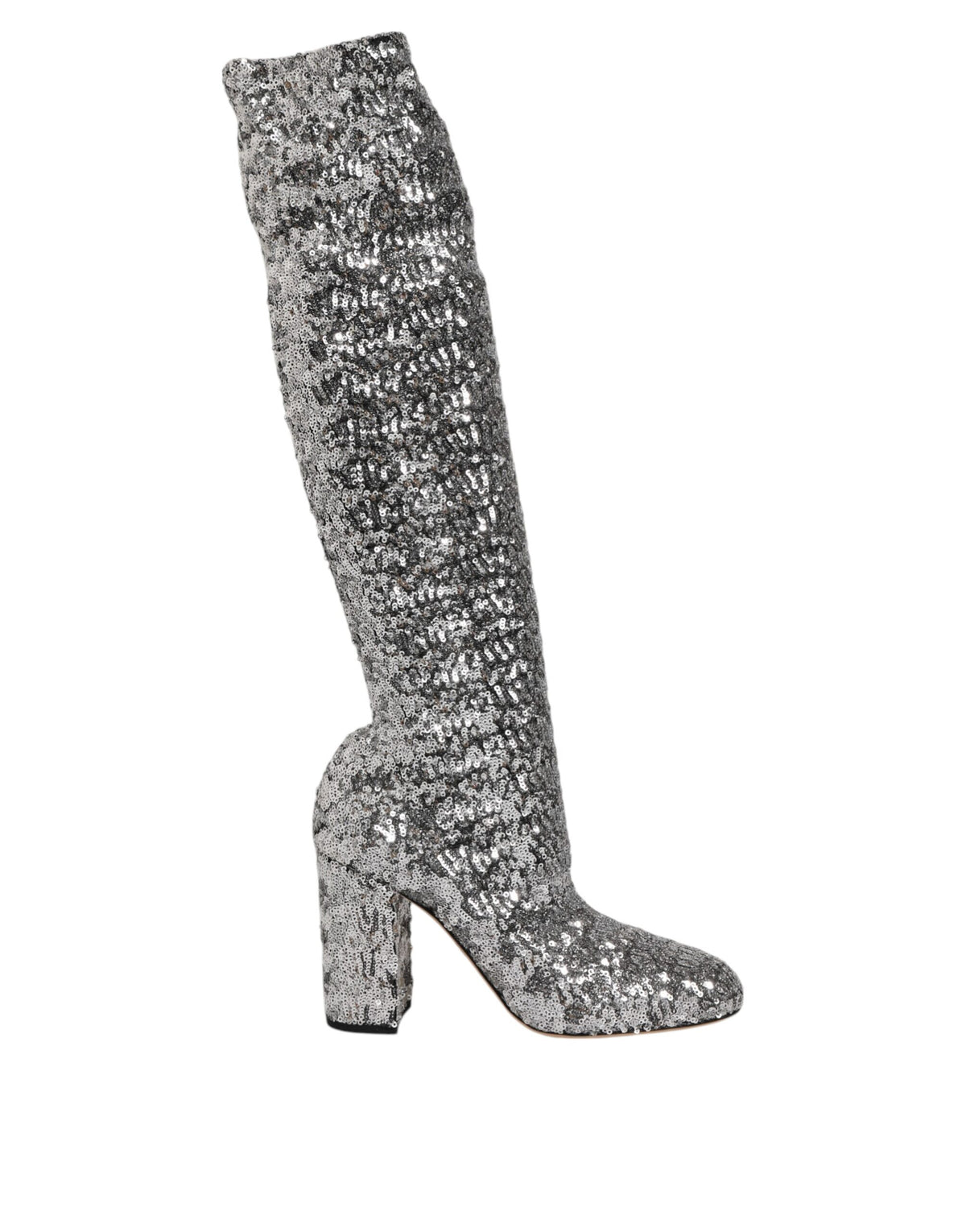 Dolce & Gabbana Silver Sequins Glitter High Heel Boot Women's Shoes (Pre-Owned)