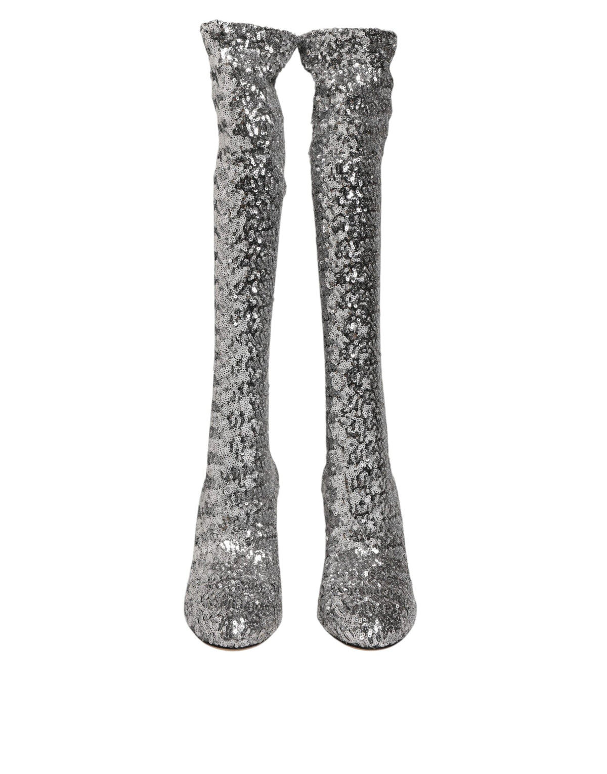 Dolce & Gabbana Silver Sequins Glitter High Heel Boot Women's Shoes (Pre-Owned)
