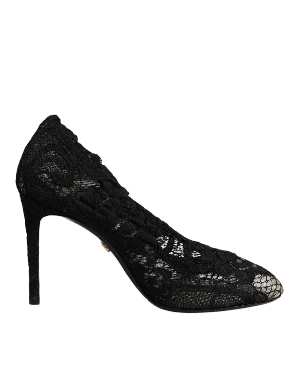 Dolce & Gabbana Black Lace Stretch Heels Mid Calf Boots Women's Shoes
