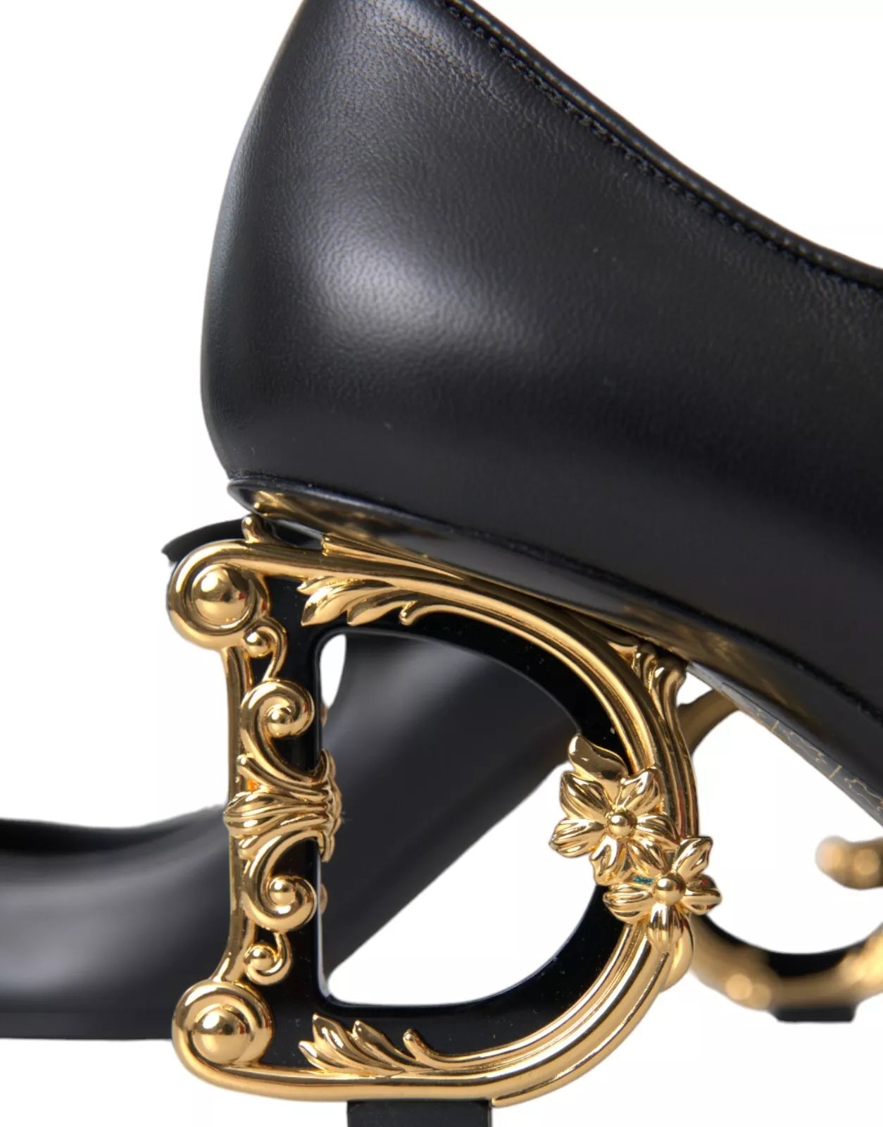 Dolce & Gabbana Black Leather Logo Heels Mary Janes Pumps Women's Shoes (Pre-Owned)