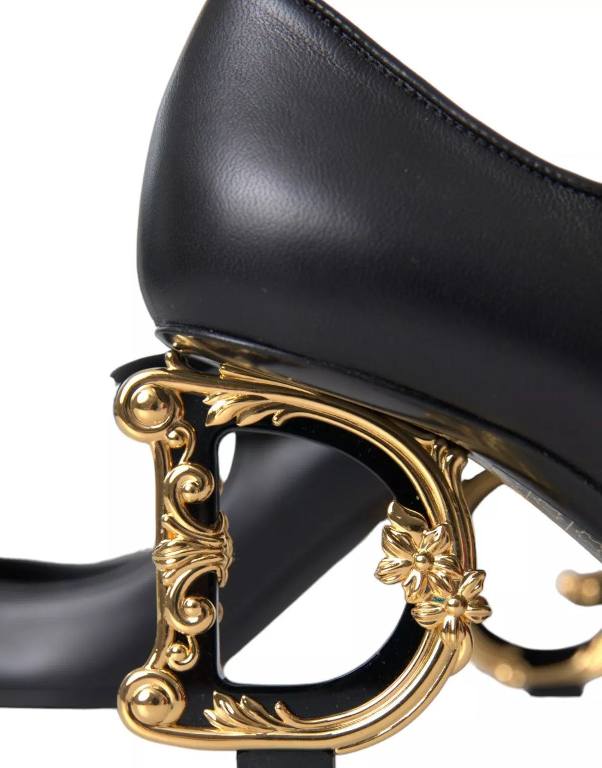 Dolce & Gabbana Black Leather Logo Heels Mary Janes Pumps Women's Shoes (Pre-Owned)