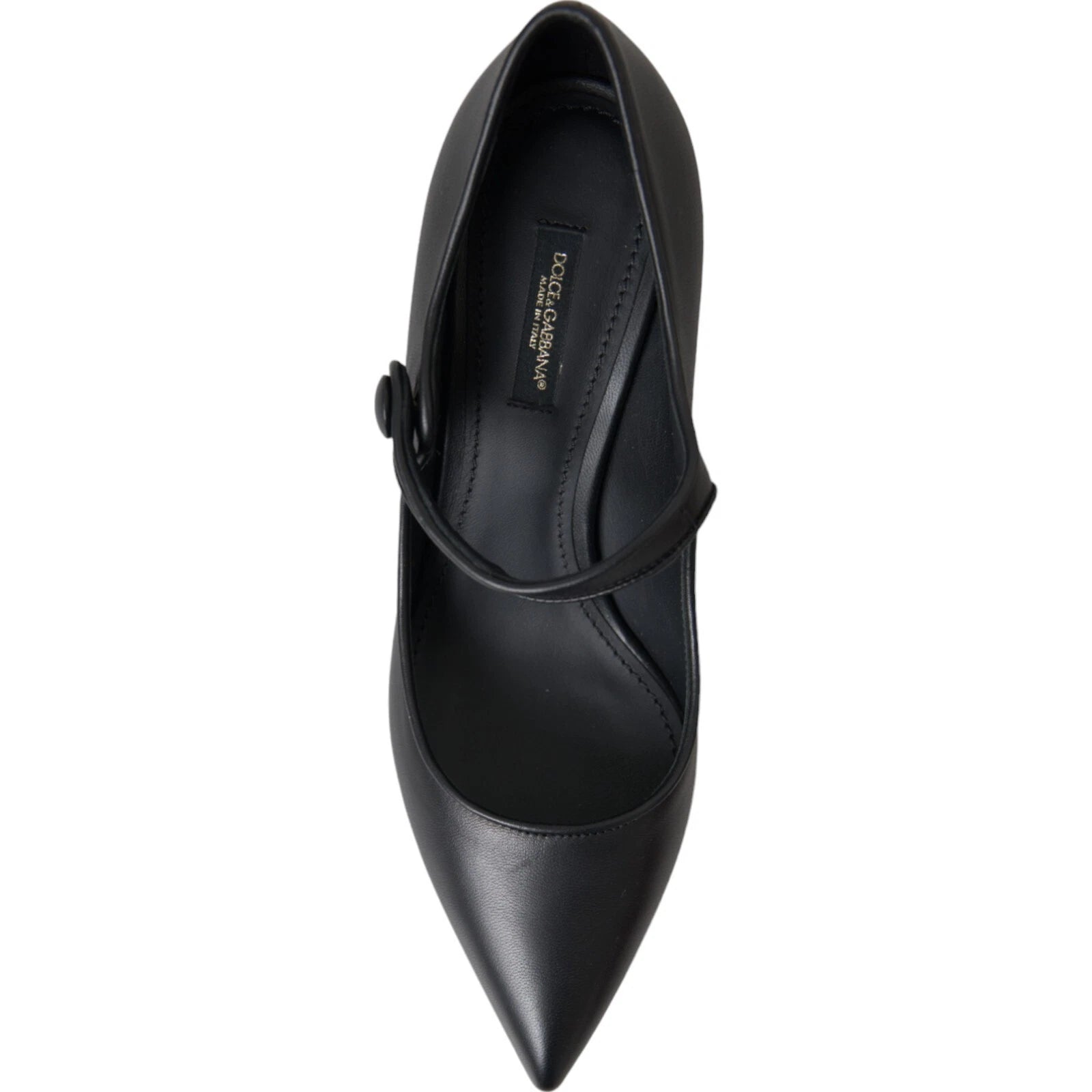 Dolce & Gabbana Black Leather Logo Heels Mary Janes Pumps Women's Shoes (Pre-Owned)