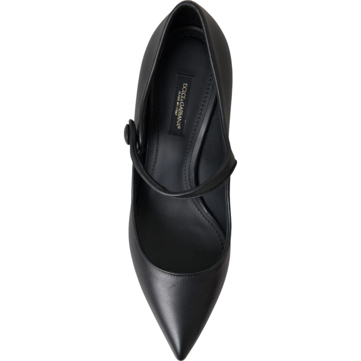 Dolce & Gabbana Black Leather Logo Heels Mary Janes Pumps Women's Shoes (Pre-Owned)