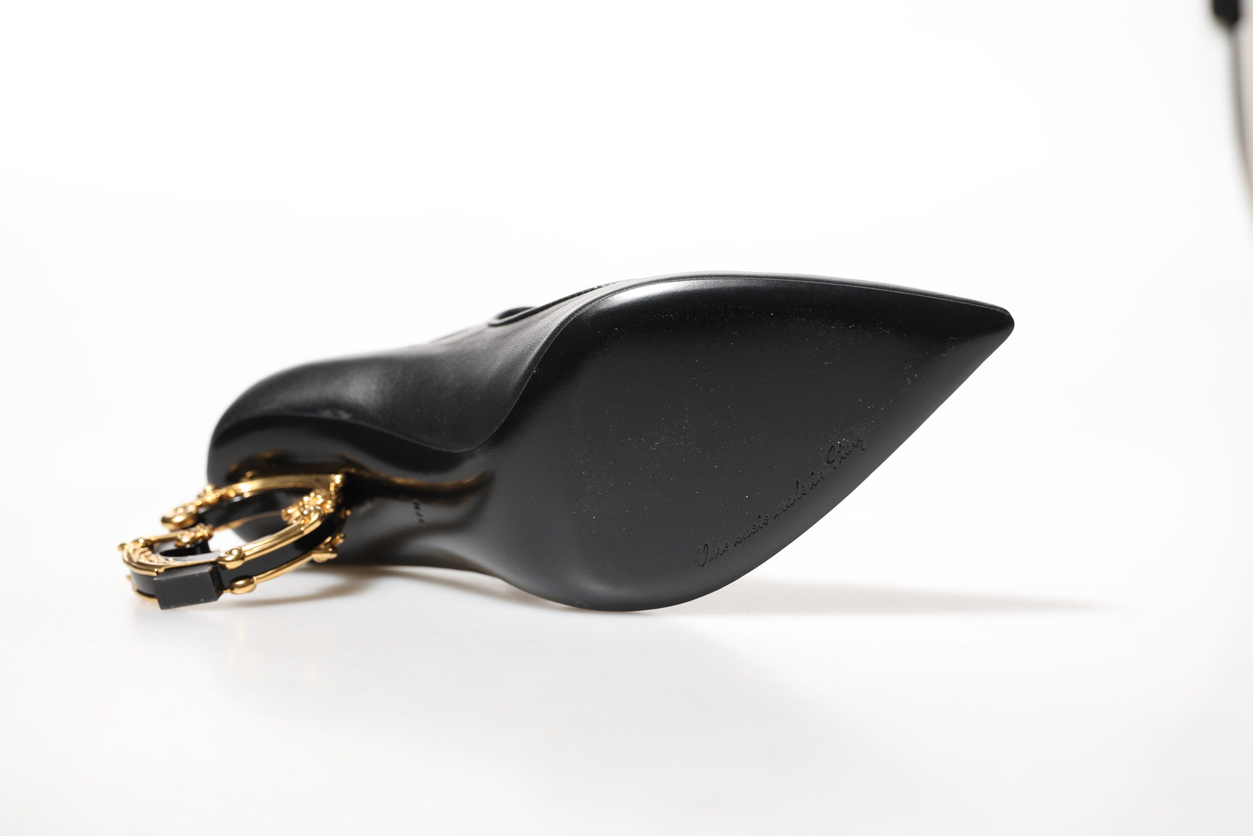 Dolce & Gabbana Black Leather Logo Heels Mary Janes Pumps Women's Shoes (Pre-Owned)