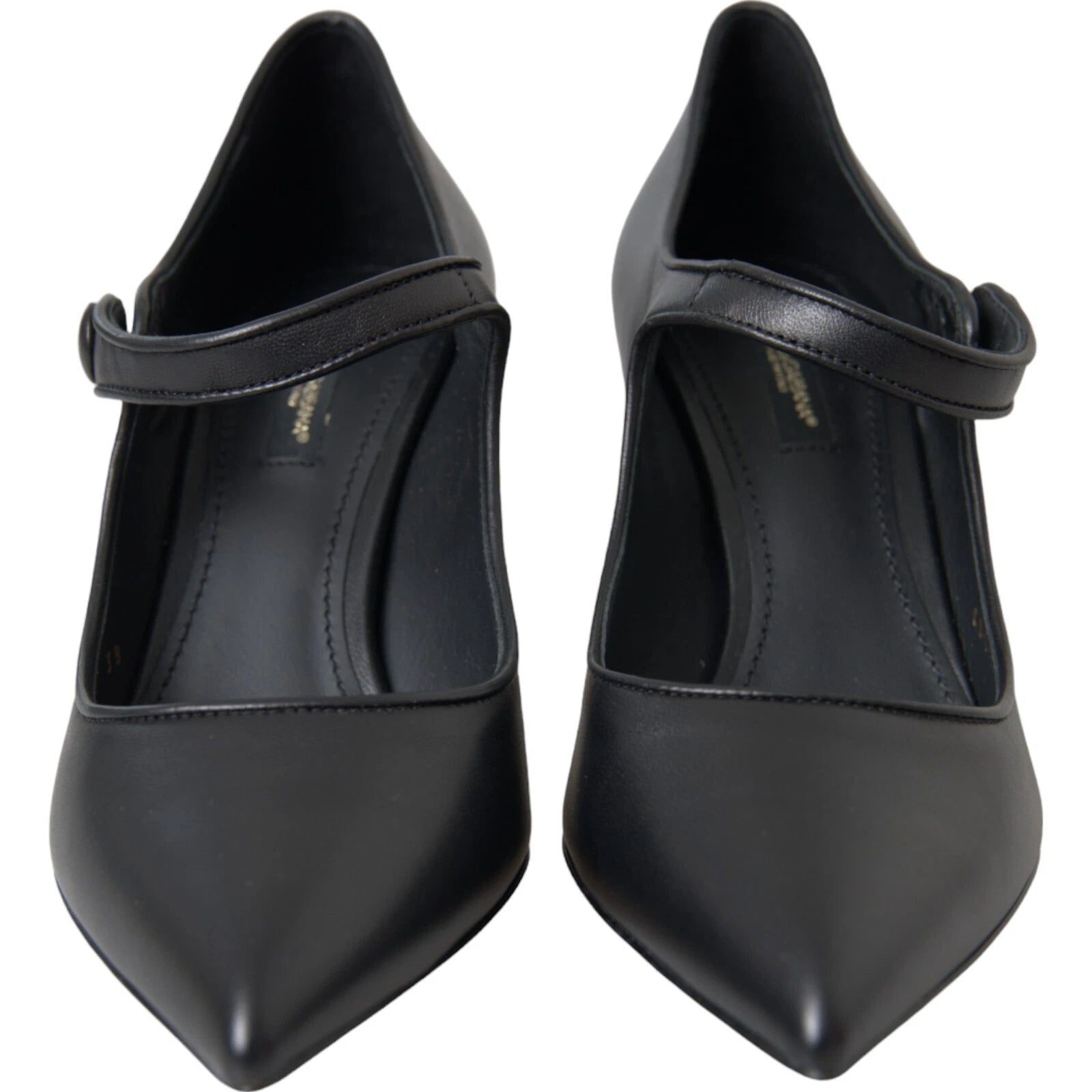 Dolce & Gabbana Black Leather Logo Heels Mary Janes Pumps Women's Shoes (Pre-Owned)