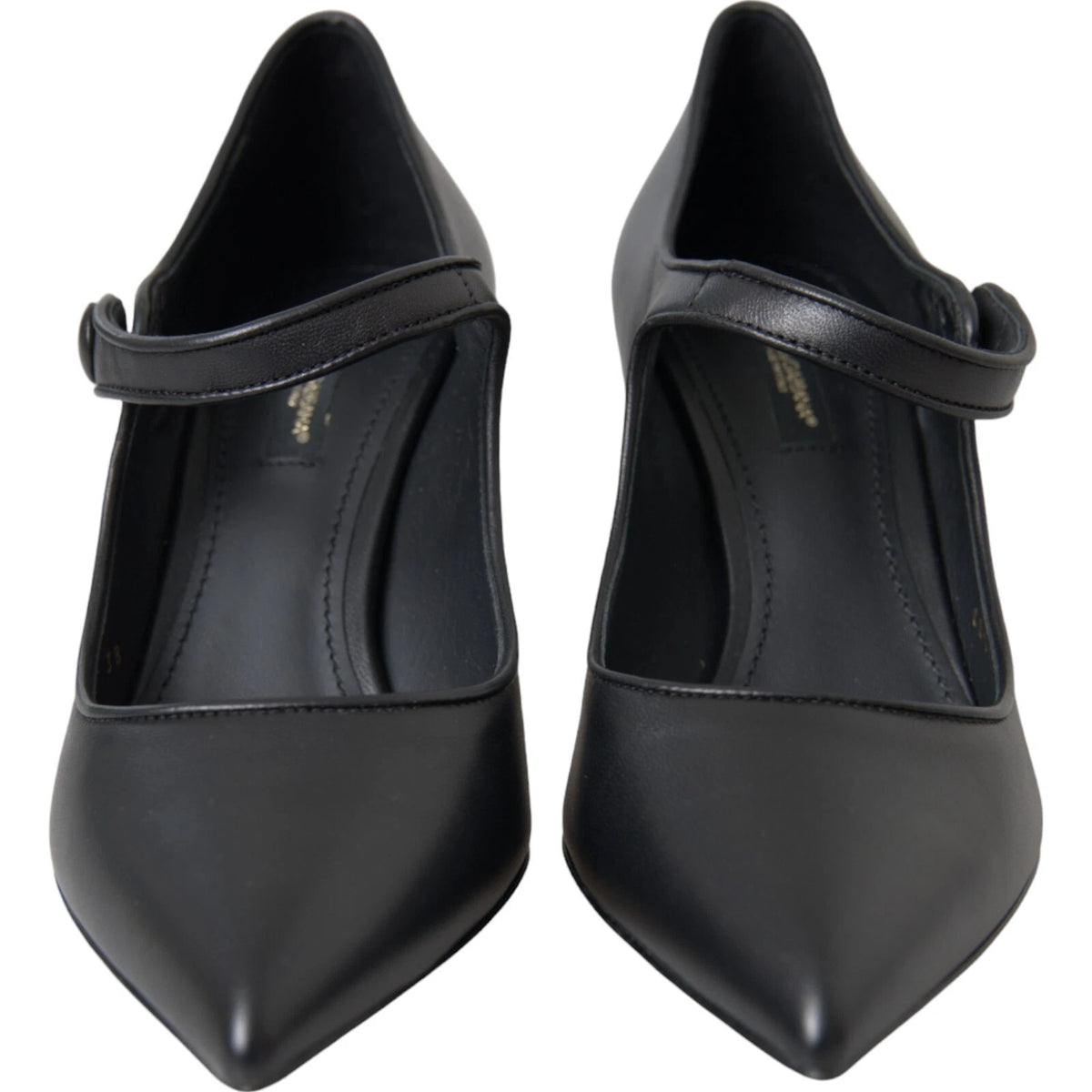 Dolce & Gabbana Black Leather Logo Heels Mary Janes Pumps Women's Shoes (Pre-Owned)
