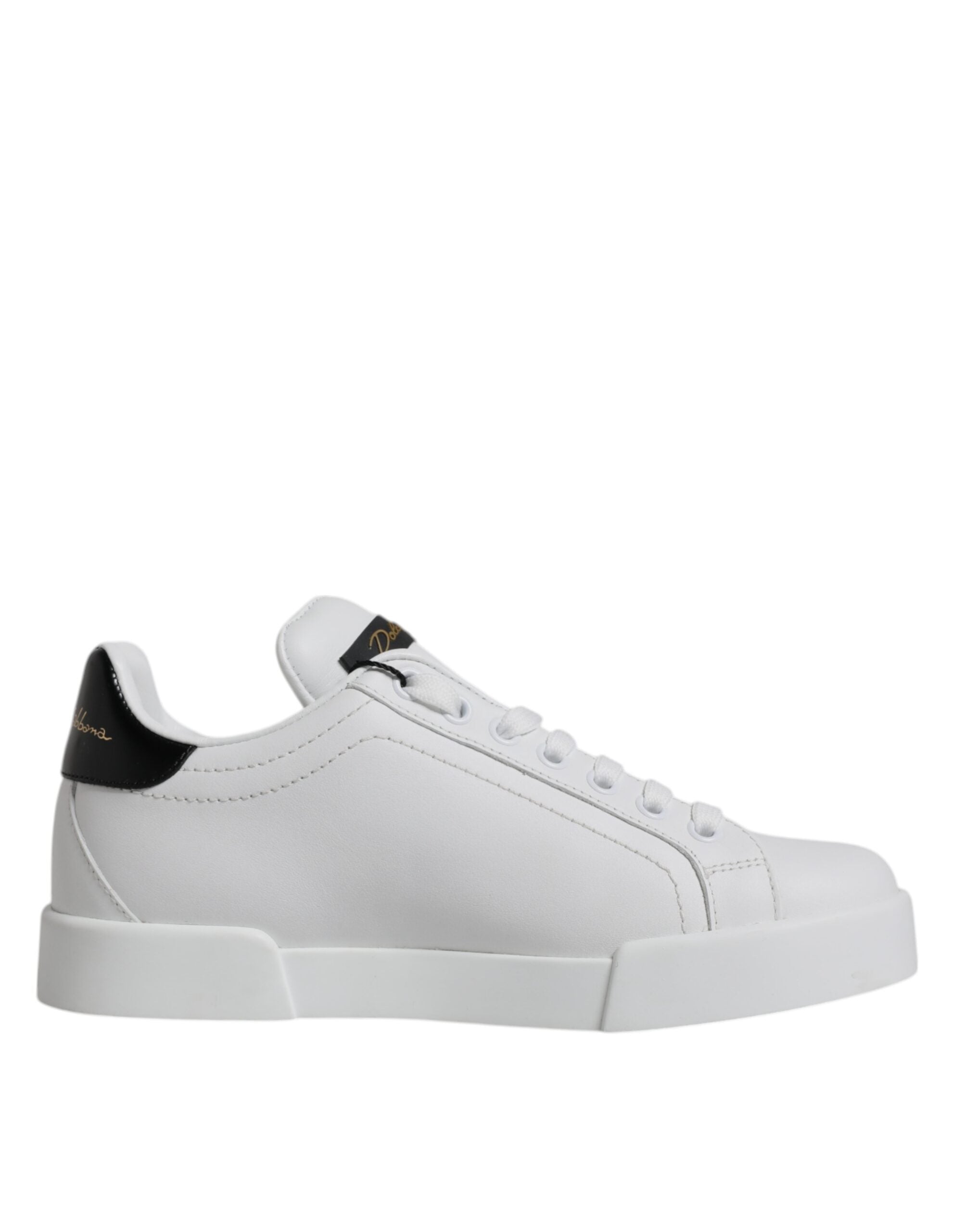 Dolce & Gabbana White Black Leather Low Top Sneakers Women's Shoes (Pre-Owned)