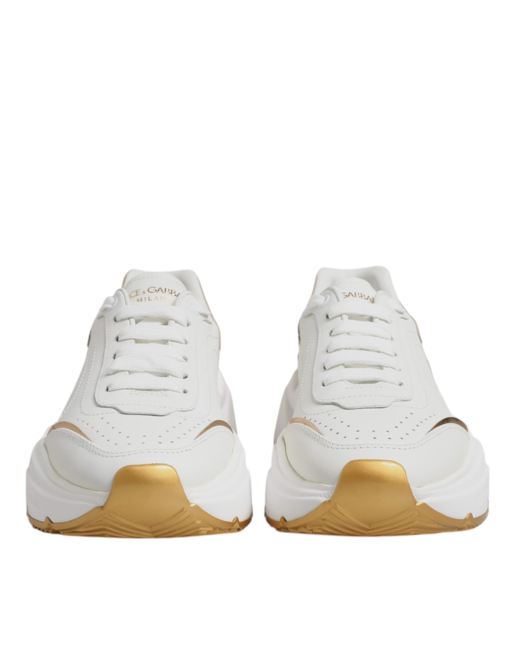 Dolce & Gabbana White Gold Daymaster Low Top Sneakers Women's Shoes