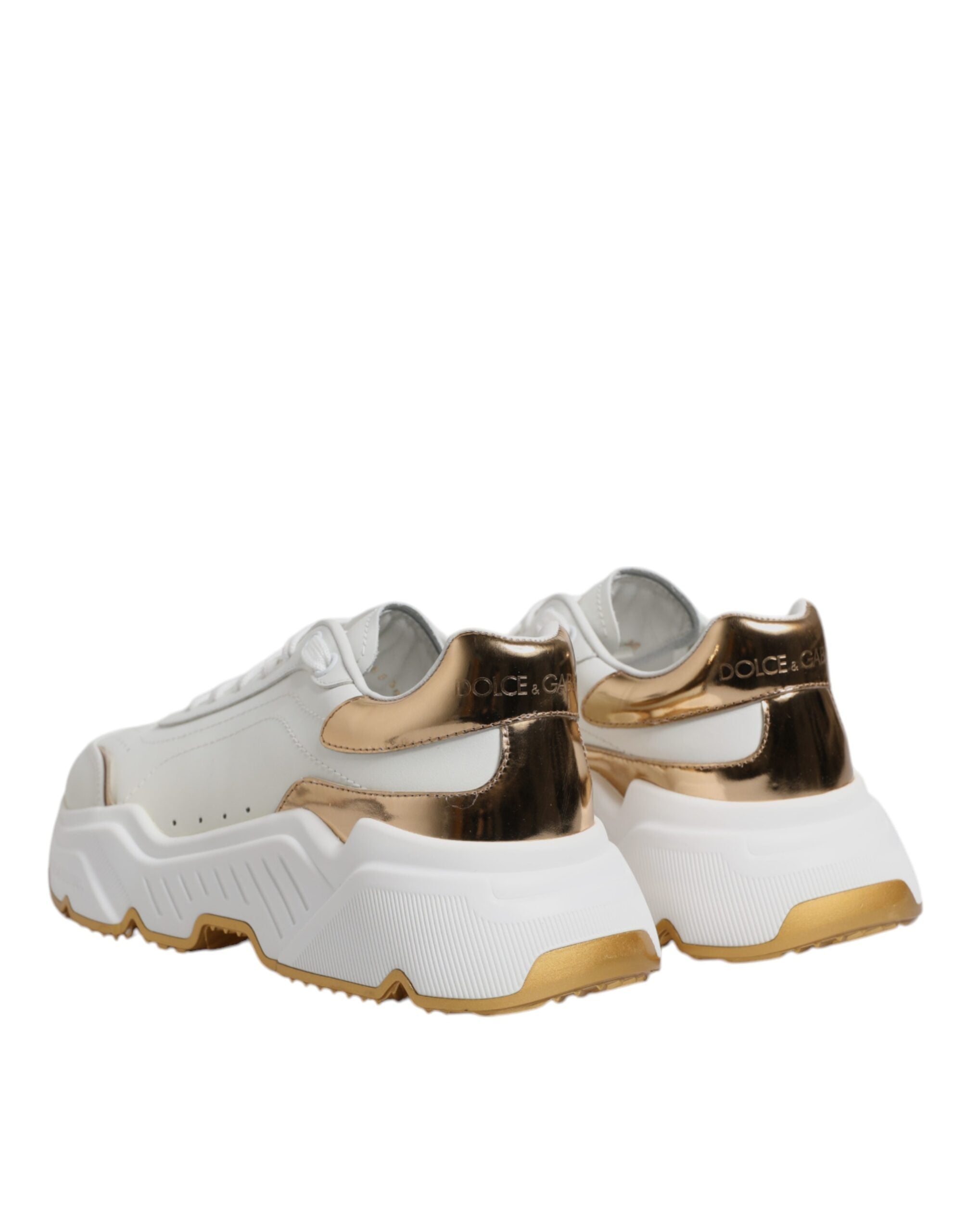 Dolce & Gabbana White Gold Daymaster Low Top Sneakers Women's Shoes