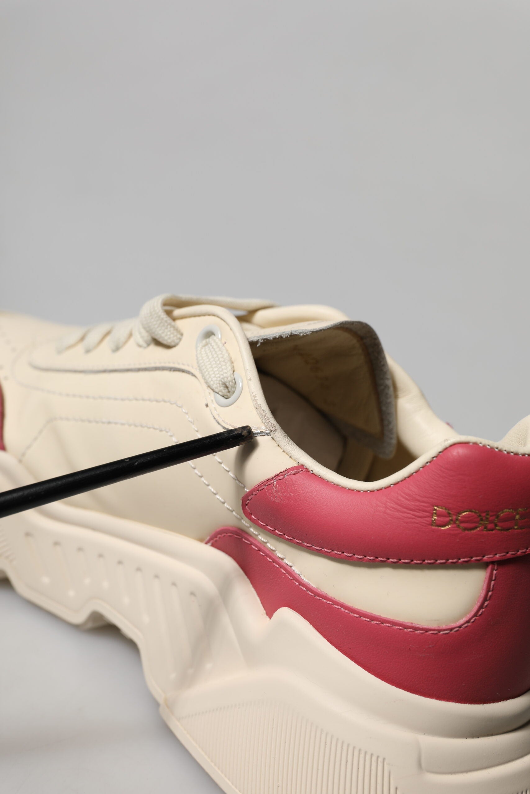 Dolce & Gabbana White Pink Leather Daymaster Sneakers Women's Shoes (Pre-Owned)