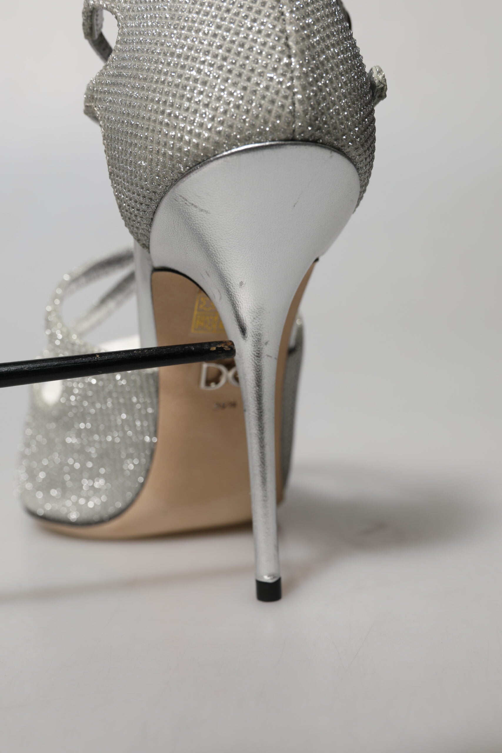 Dolce & Gabbana Silver Shimmers Sandals Heel Pumps Women's Shoes (Pre-Owned)