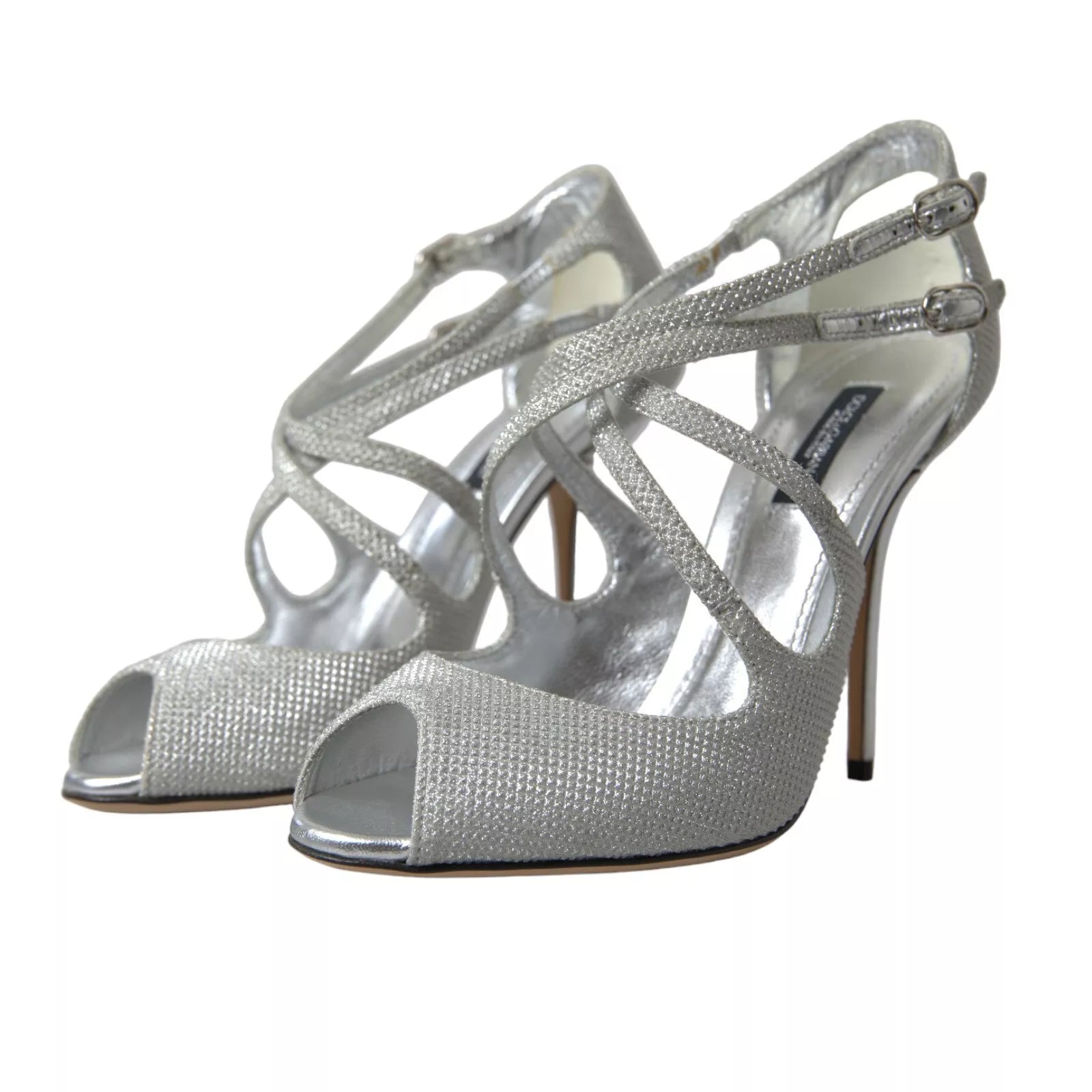 Dolce & Gabbana Silver Shimmers Sandals Heel Pumps Women's Shoes (Pre-Owned)