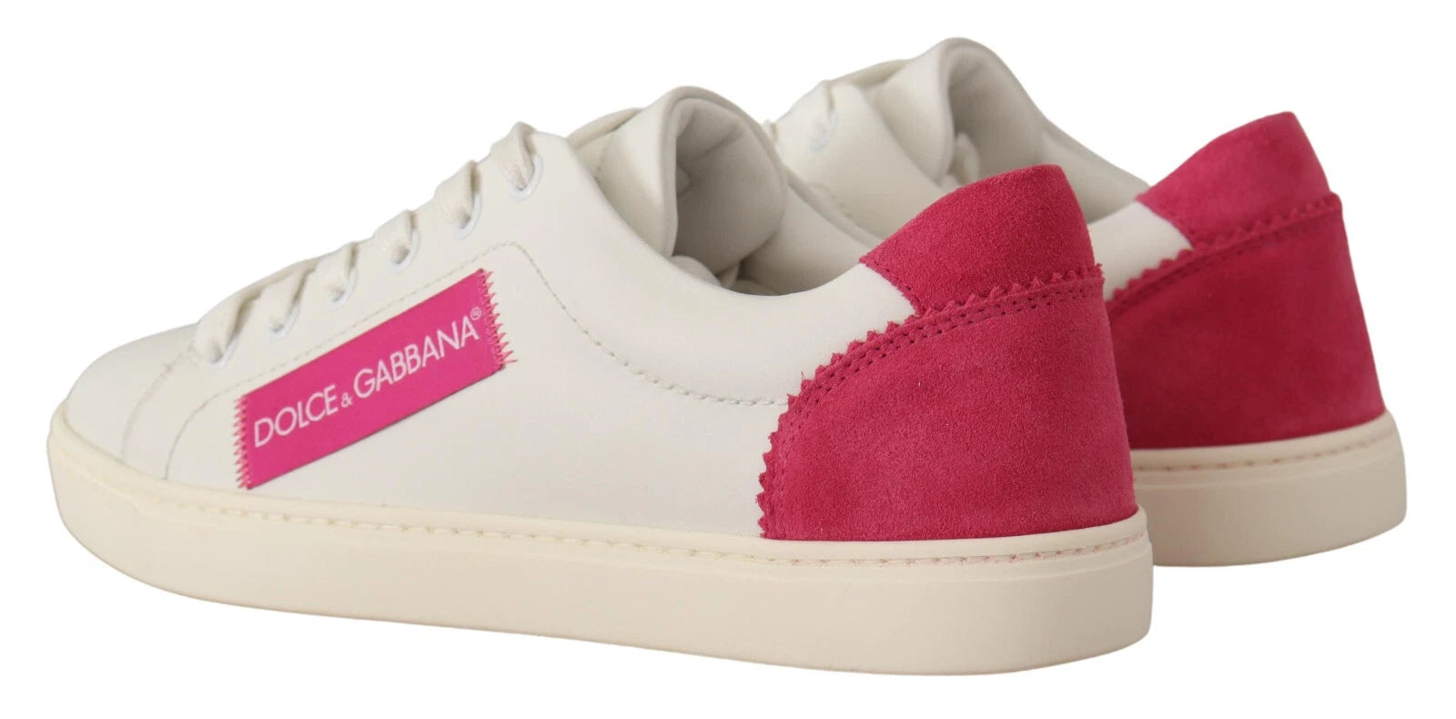 Dolce & Gabbana White Suede Leather Low Top Sneakers Women's Shoes (Pre-Owned)