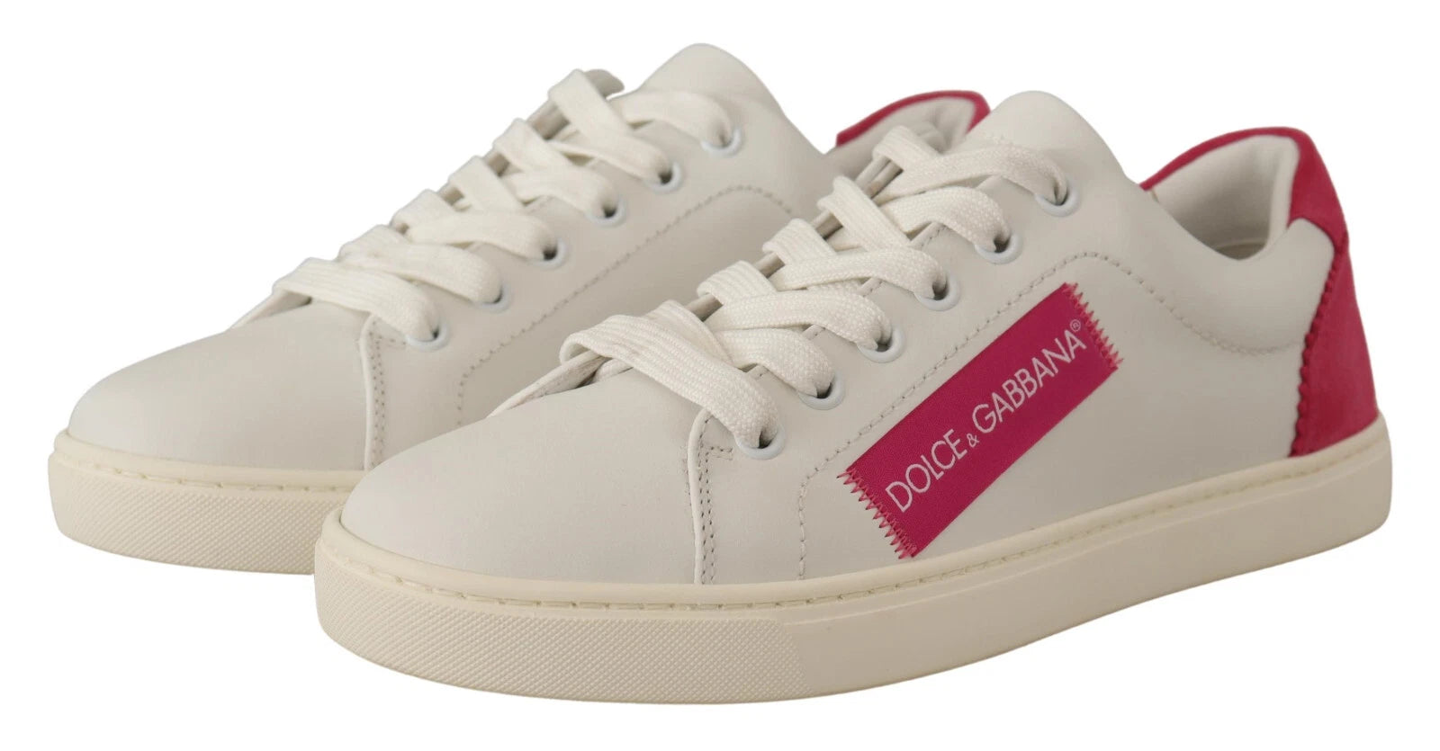 Dolce & Gabbana White Suede Leather Low Top Sneakers Women's Shoes (Pre-Owned)