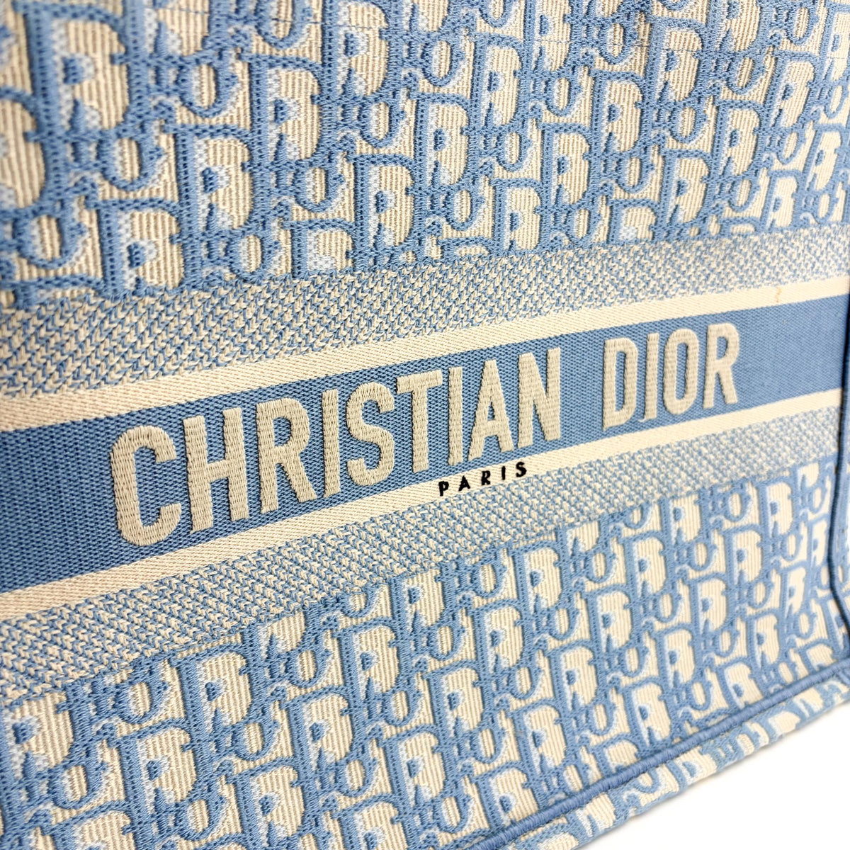 Christian Dior Book Oblique Canvas Beige Canvas Tote Bag Bag (Pre-Owned)