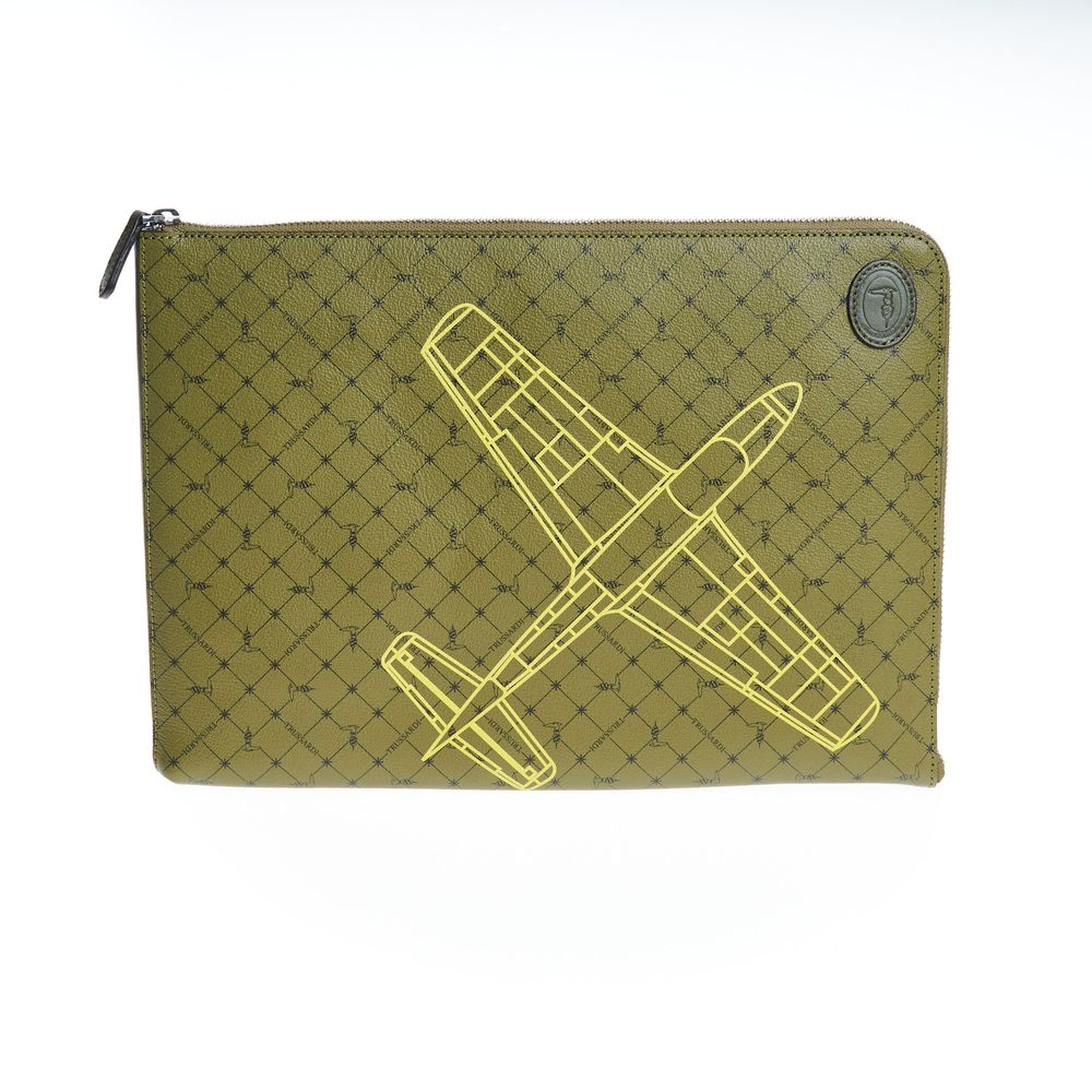 Trussardi Green Leather Men Men's Clutch