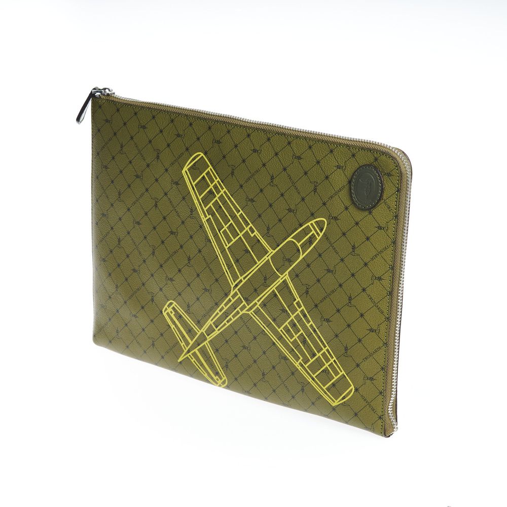 Trussardi Green Leather Men Men's Clutch