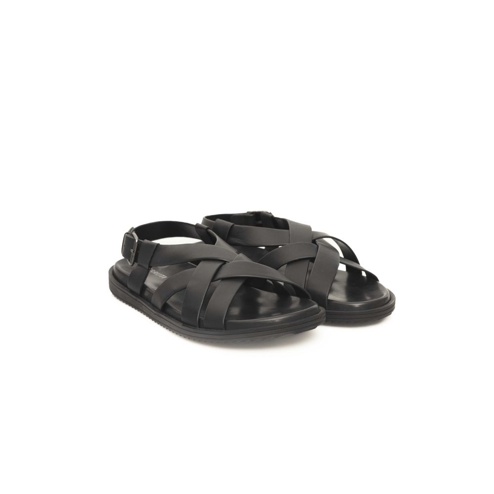 Cerruti 1881 Black Leather Men Men's Sandal