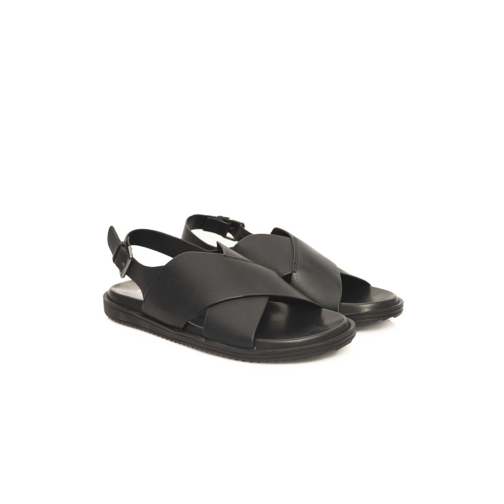 Cerruti 1881 Black Leather Men Men's Sandal