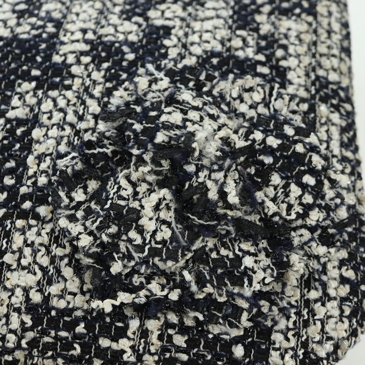 Chanel Camellia Messenger Tweed Black Tweed Shoulder Bag Bag (Pre-Owned)