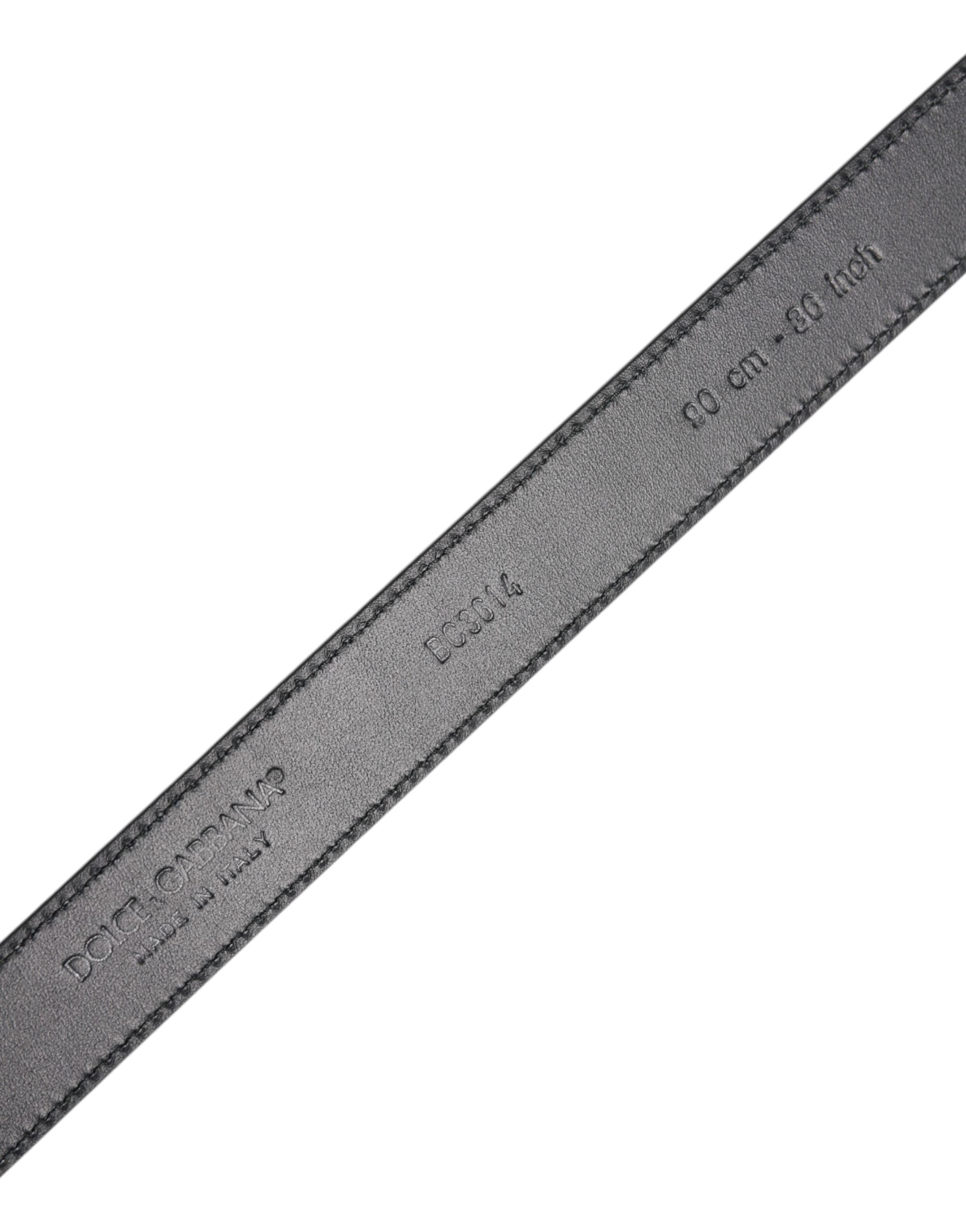 Dolce & Gabbana Black Textured Leather Silver Metal Buckle Men Men's Belt (Pre-Owned)