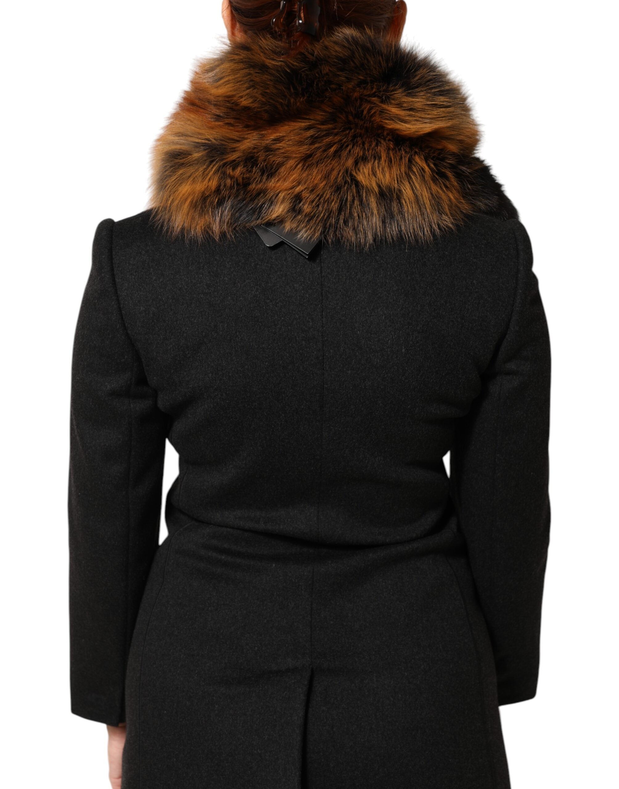 Dolce & Gabbana Brown Red Fox Fur Neck Cashmere Warmer Women's Scarf