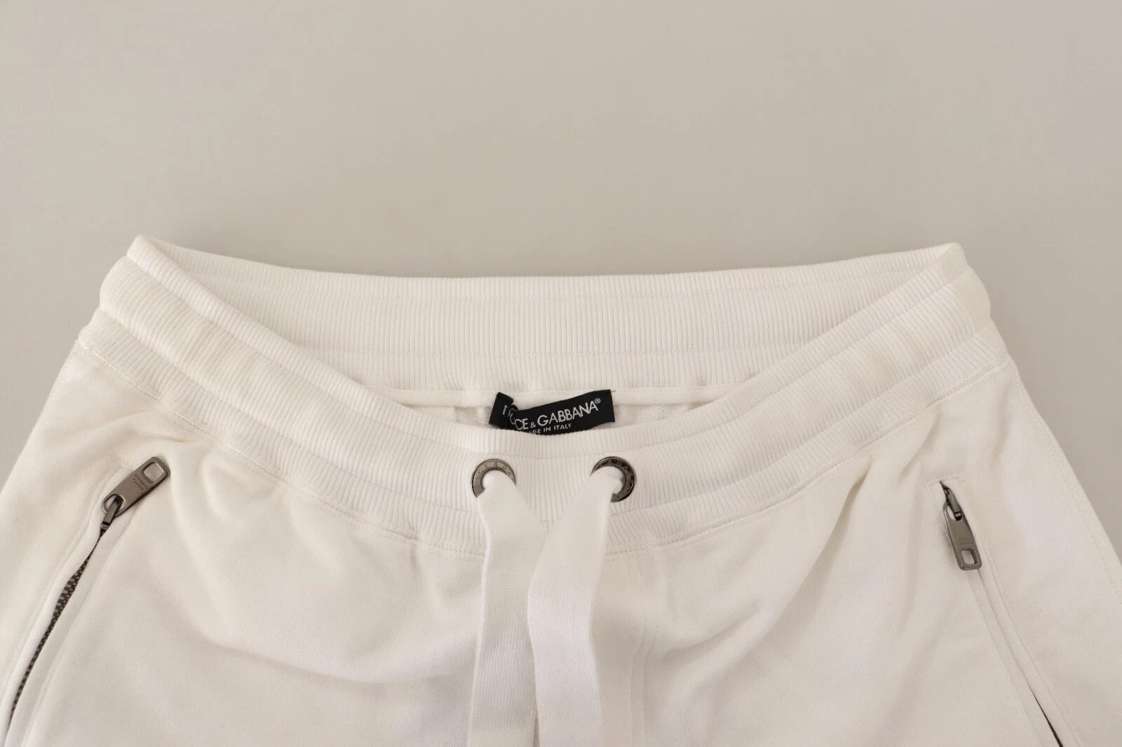 Dolce & Gabbana White Cotton Logo Patch SweatMen's Jogging Men's Pants