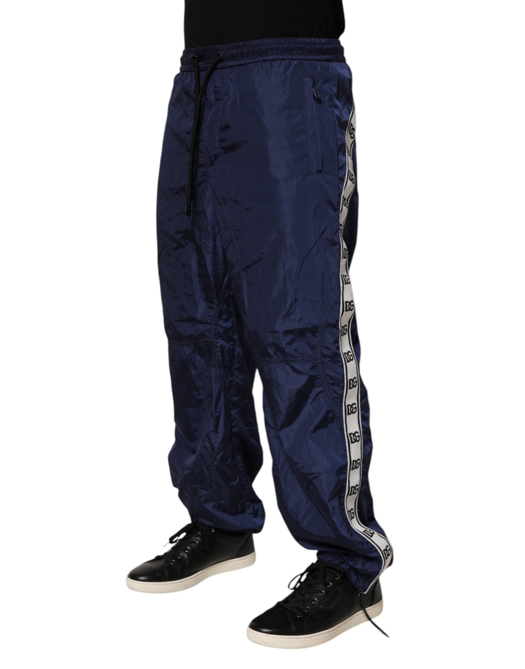 Dolce & Gabbana Blue Nylon Straight Jogger SweatMen's Men's Pants (Pre-Owned)