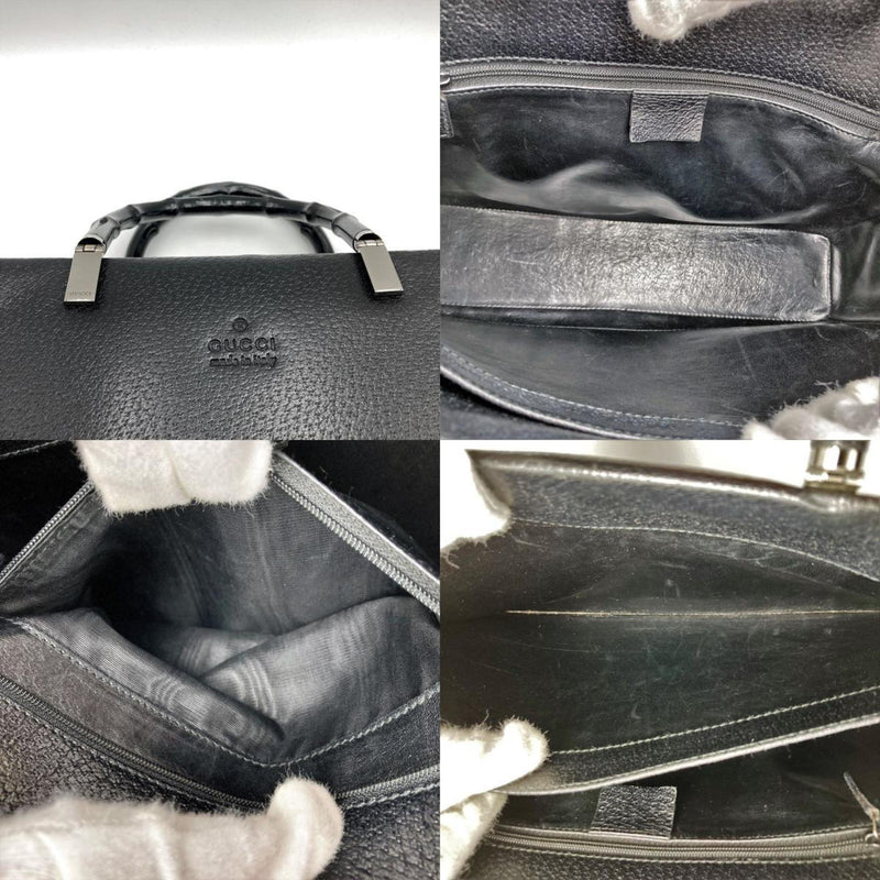 Gucci Bamboo Black Leather Tote Bag (Pre-Owned)