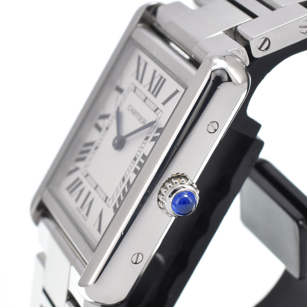 Cartier Tank Solo Quartz Stainless Steel And Leather Watch (Pre-Owned)