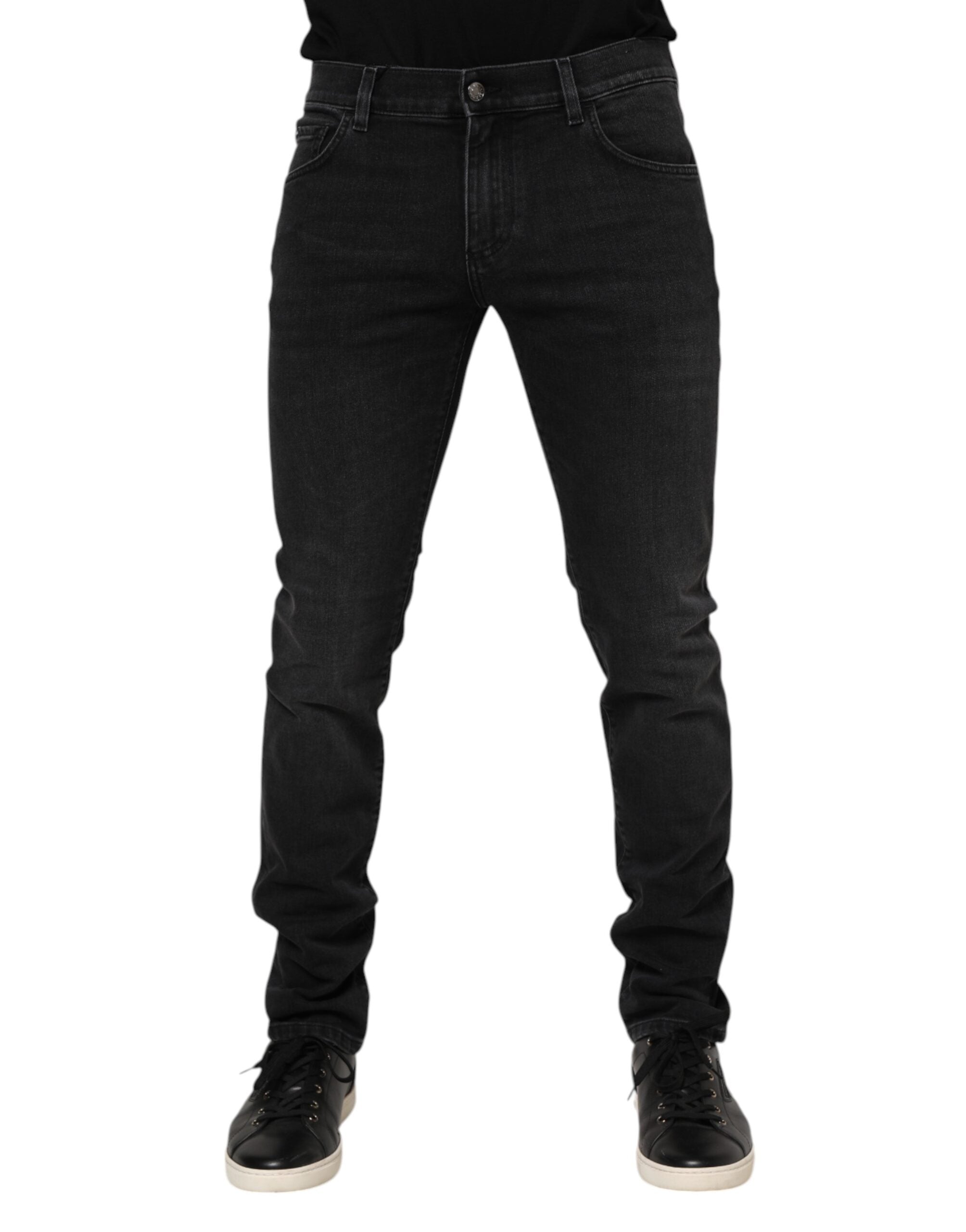 Dolce & Gabbana Black Cotton Skinny Men Denim Trouser Men's Jeans (Pre-Owned)