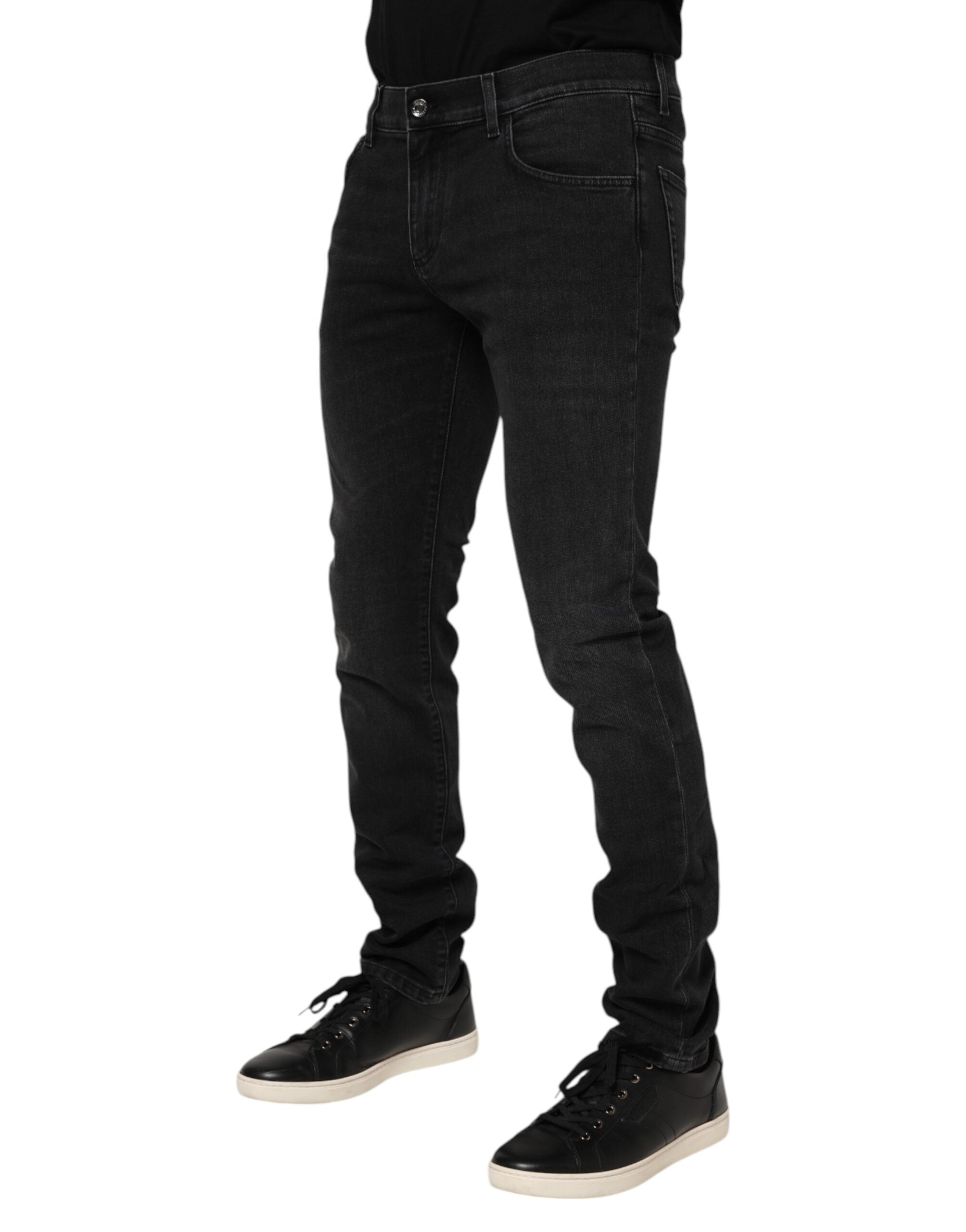 Dolce & Gabbana Black Cotton Skinny Men Denim Trouser Men's Jeans (Pre-Owned)