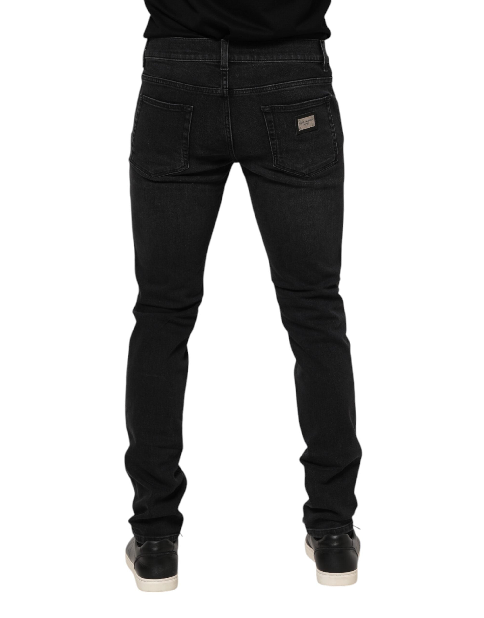 Dolce & Gabbana Black Cotton Skinny Men Denim Trouser Men's Jeans (Pre-Owned)