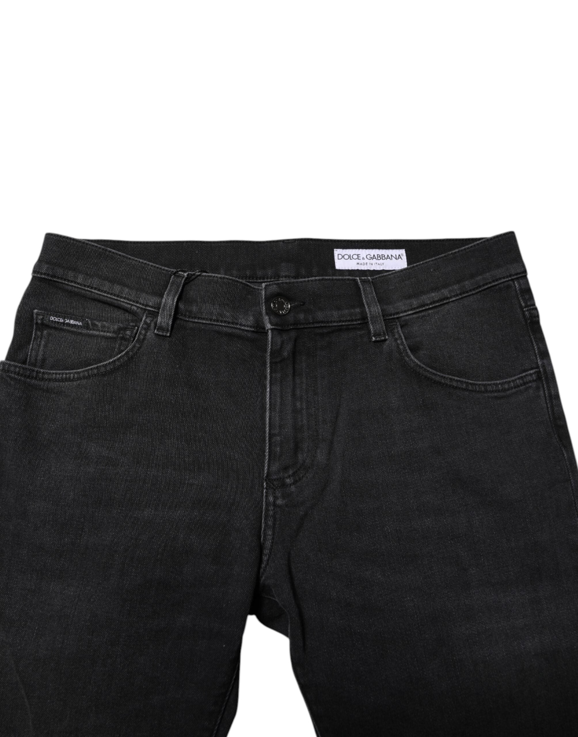 Dolce & Gabbana Black Cotton Skinny Men Denim Trouser Men's Jeans (Pre-Owned)