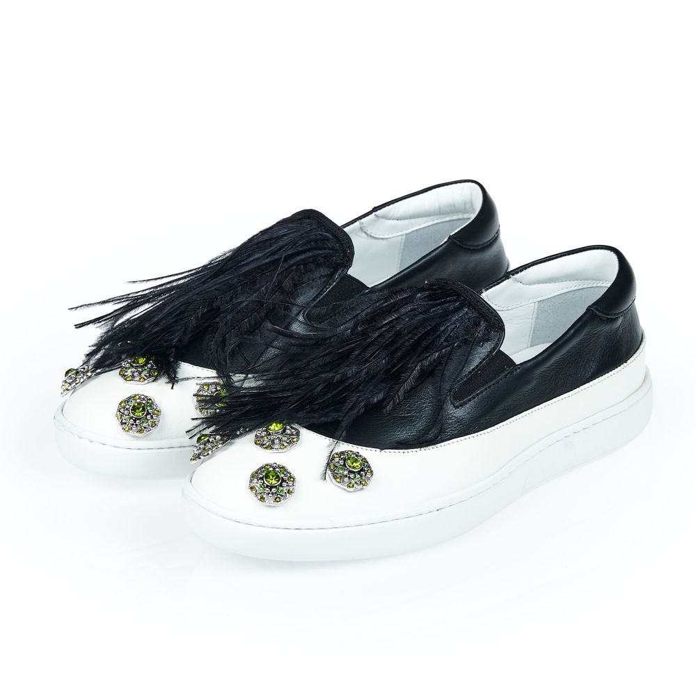 Mr&Mrs Italy Black Leather Women Slip-On Women's Shoe