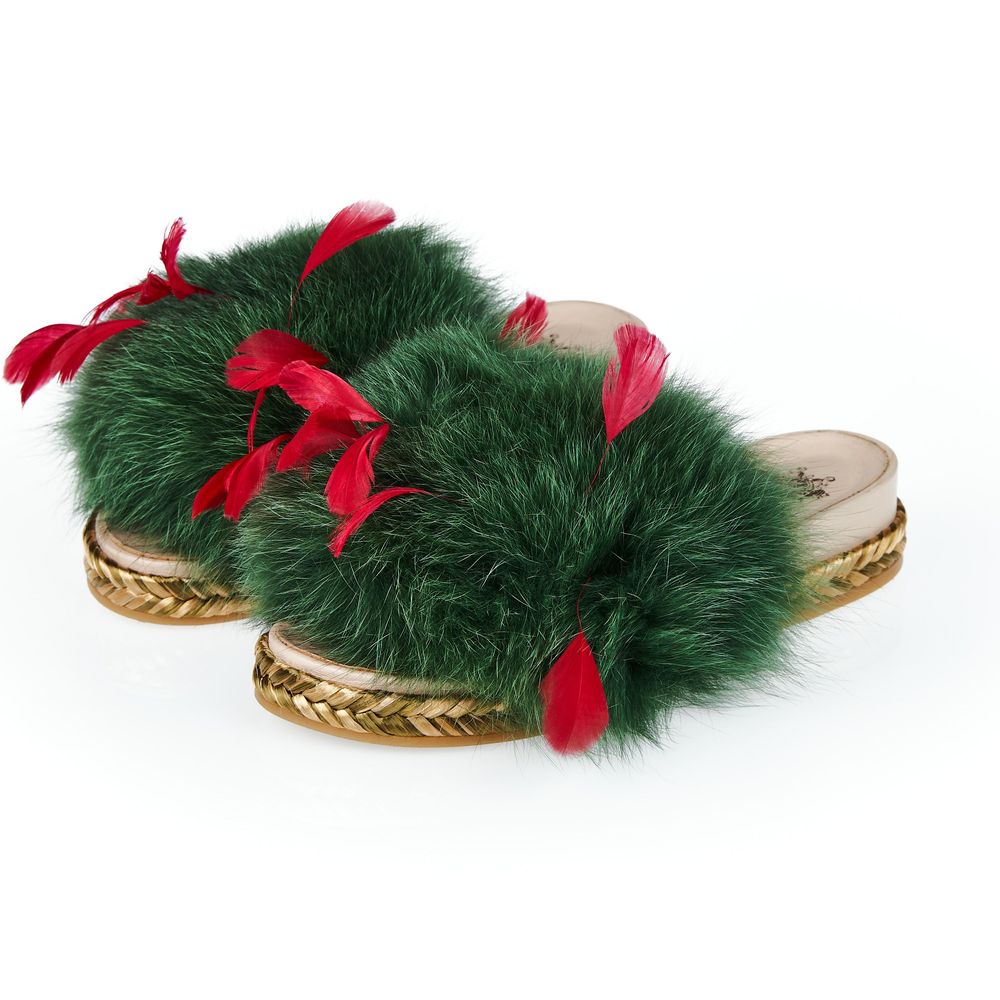 Mr&Mrs Italy Green Lamb Leather Women Women's Sandal