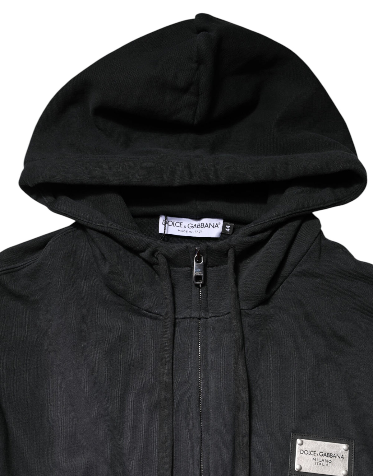 Dolce & Gabbana Black Logo Full Zip Hooded Men Sweatshirt Men's Sweater (Pre-Owned)