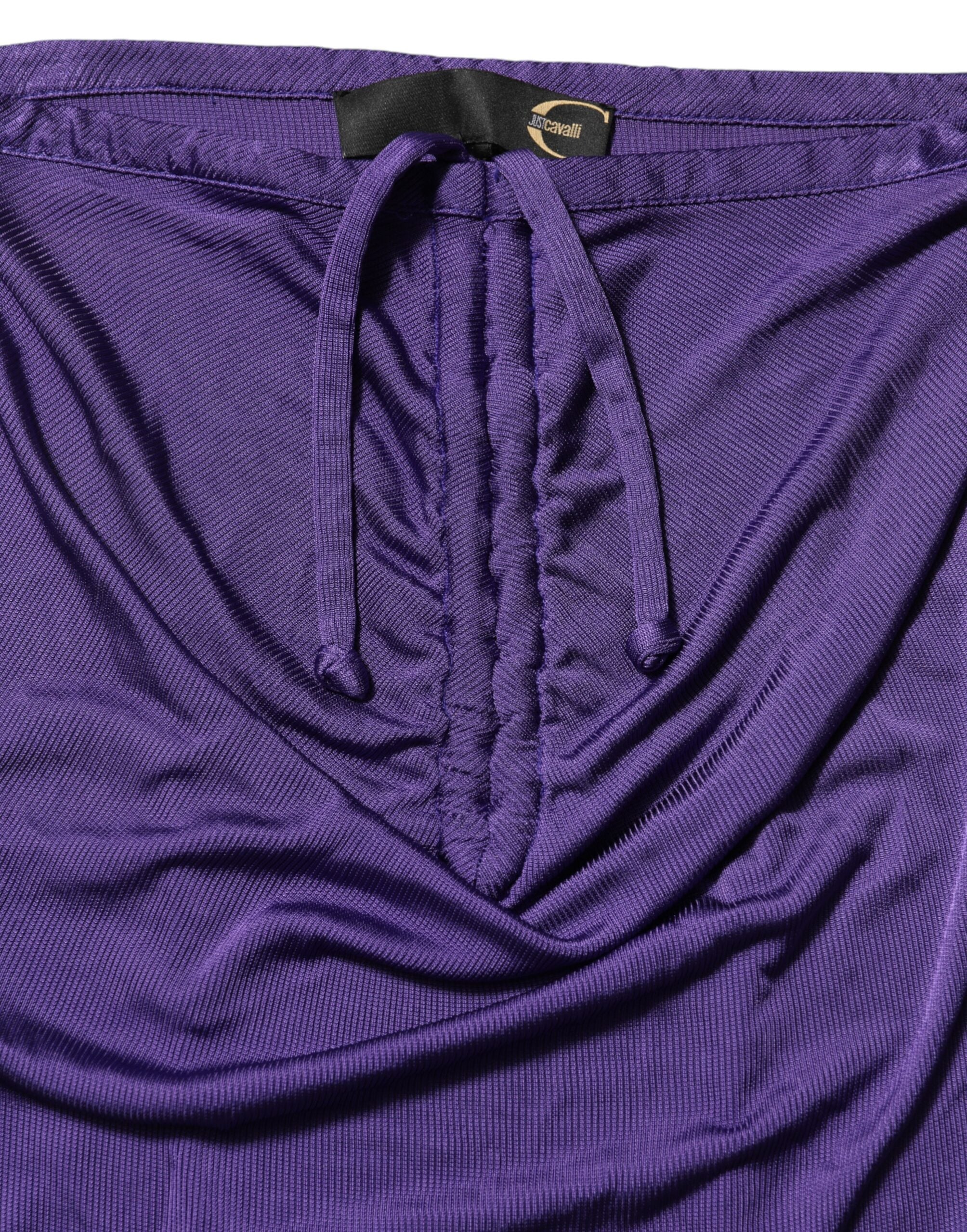 Cavalli Class Purple Viscose Elastane Strapless Bodycon Women's Dress