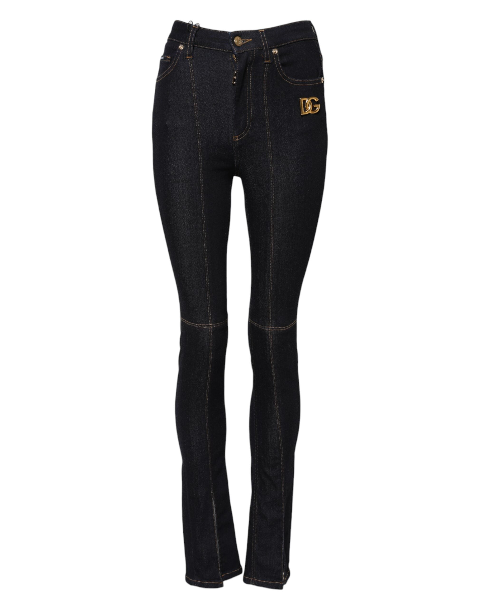 Dolce & Gabbana Blue Cotton High Waist Skinny Denim Women's Jeans (Pre-Owned)