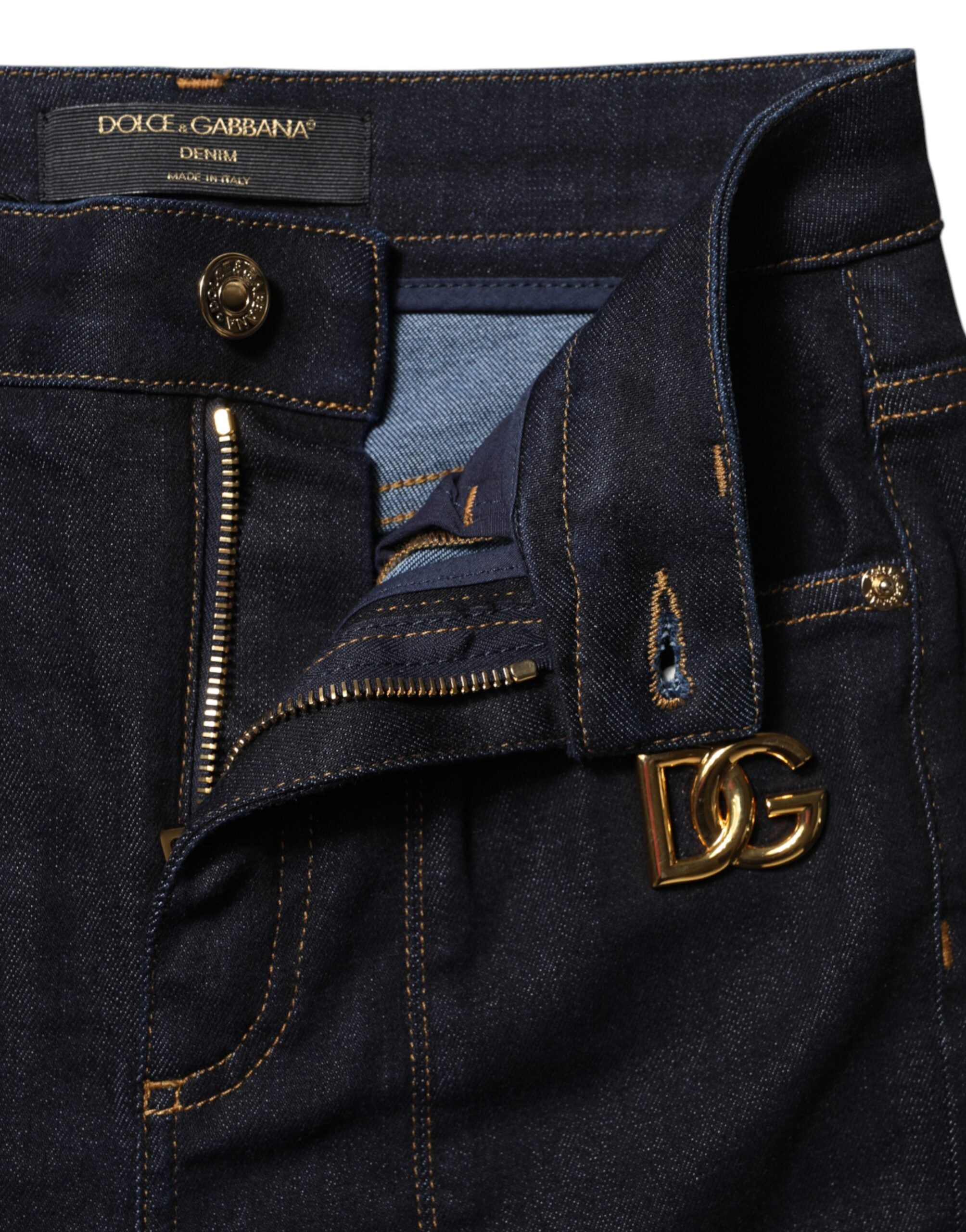 Dolce & Gabbana Blue Cotton High Waist Skinny Denim Women's Jeans (Pre-Owned)
