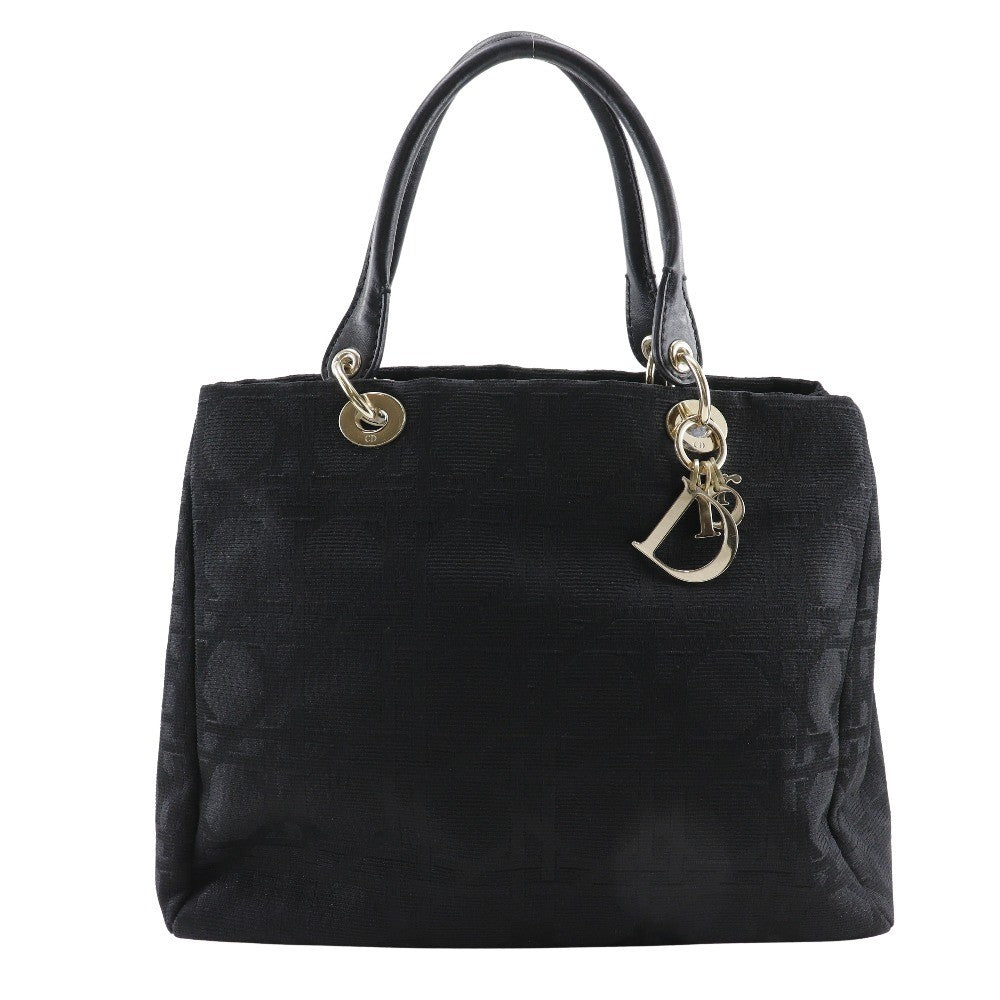 Christian Dior Lady Cannage Matelassé Black Canvas Tote Bag Bag (Pre-Owned)