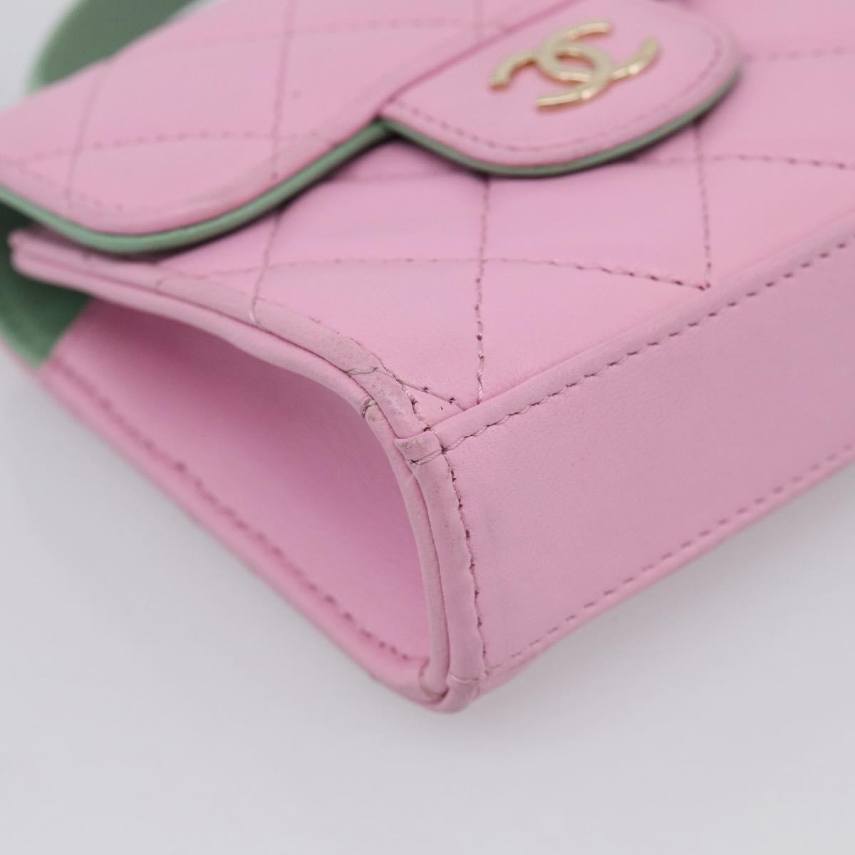 Chanel Square Classic Flap Top Handle Clutch With Chain Quilted Lambskin Pink Leather Clutche & Pouche Bag (Pre-Owned)